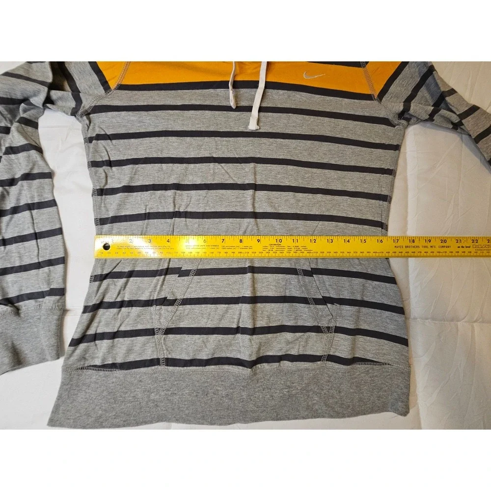 Nike Athletic Dept Striped Hoodie Grey Yellow Navy Cotton Pullover Women 